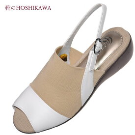 【靴のHOSHIKAWA】 『Airystep 8686』エアリーステップ サンダルS M L LL EEEホワイト オープントゥバックベルト ストラップ本革 春夏