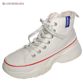 【靴のHOSHIKAWA】 『CHOOP 009』シュープ スニーカーレースアップ ホワイト22.5cm～24.5cm 2Eレディース 合皮