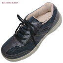 【靴のHOSHIKAWA】『COMFORT WALER CF0371』コンフォートウォーカー22cm〜25cm EEEEパールブルー レディースレースアップ ファスナー合皮 幅広