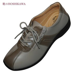 【靴のHOSHIKAWA】 『EVE 195』イブ カジュアルシューズ21.5cm～25cm EEEEPオーク レディースサイドファスナー 合皮