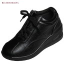 【靴のHOSHIKAWA】 『New PePe 1004』ニューペペ ブーティー22cm〜24.5cm EEEレースアップ ファスナーブラック レディース幅が広い パンチング厚底 合皮