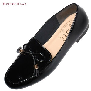 【靴のHOSHIKAWA】 『Metal Rouge 2045』メタルルージュ ローファー22cm〜25cm レディースブラックエナメル カジュアルタッセル ローヒール日本製 合成皮革
