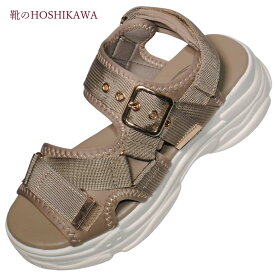 【靴のHOSHIKAWA】 『maRuu 5786』厚底サンダル ベルクロSS S M Lオーク レディースバックベルト オープントゥカジュアル 合皮 春夏