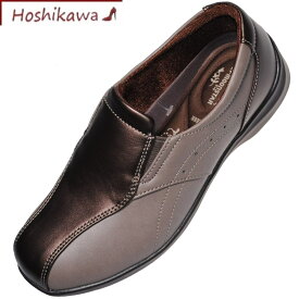 【靴のHOSHIKAWA】 『EVE 196』21.5cm～25cm EEEEイヴ スリッポンレディース グレー防滑 合皮軽い フラット
