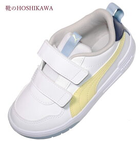 【靴のHOSHIKAWA】 『PUMA 380740』17cm～21cm キッズプーマ マルチフレックススニーカー ベルクロホワイト