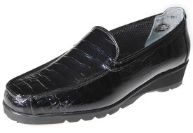 【靴のHOSHIKAWA】 『SALON DE GRES 13220』サロンドグレー ブラック21.5cm～25cm EEEローファー 牛革エナメル加工