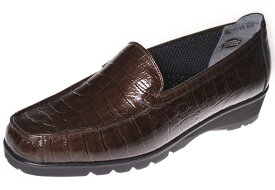 【靴のHOSHIKAWA】 『SALON DE GRES 13220』サロンドグレー ダークブラウン21.5cm～25cm EEEローファー 牛革エナメル加工