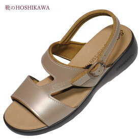 【靴のHOSHIKAWA】 『CROISSANT 4592』クロワッサン サンダルゴールド コンフォートS M L LL レディースオープントゥ 合皮 春夏