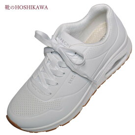 【靴のHOSHIKAWA】 『SKECHERS SPORTL 73690』スケッチャーズ スニーカー22.5cm～25cm EEホワイト レディースレースアップ 運動靴フラット底 合皮