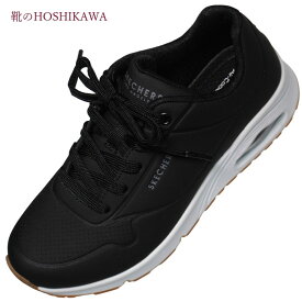 【靴のHOSHIKAWA】 『SKECHERS SPORTL 73690』スケッチャーズ スニーカー22.5cm～25cm EEブラック レディースレースアップ 運動靴フラット底 合皮