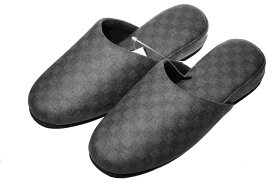 【靴のHOSHIKAWA】 『FEEL FOOT 市松模様スリッパ 』ユニセックス M LM(22cm～24cm) L(24cm～26cm)グレー 前詰まり