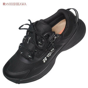 【靴のHOSHIKAWA】 『YONEX SHW125』ヨネックス スニーカー22cm〜28cm ユニセックスブラック レースアップウォーキングシューズ ファスナー合皮 軽量