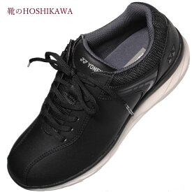 【靴のHOSHIKAWA】 『YONEX SHWLC103 007』ヨネックス スニーカー22cm～25cm 3.5Eレディース ブラックウォーキングシューズ ファスナー合皮 軽量