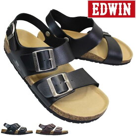 【全商品ポイント5倍⇒6/11(火)1:59迄】 EDWIN エドウィン EB1002 ブラック ダークブラウン メンズ サンダル バックベルト コンフォートサンダル EB-1002 靴