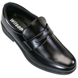 ウィルソン Wilson 82 ブラック 4E 幅広 ワイド メンズ ビジネスシューズ ローファー スリップオン ビジネス靴 紐なし靴 紳士靴