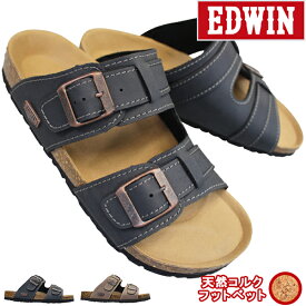 【全商品ポイント5倍⇒4/27(土)9:59迄】 EDWIN エドウィン EW9128 ブラック・オーク メンズ サンダル シューズ 靴 フットベット コンフォートサンダル EW-9128