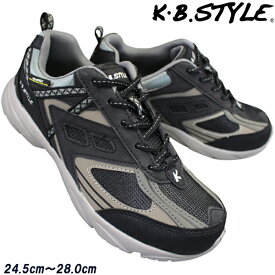 KB.STYLE 100029 スニーカー メンズ ブラック/グレー 紐靴 ジョギング ランニング シューズ 幅広 軽量 お買い得
