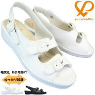 pure walker ピュアウォーカー PW7612 ホワイト・ブラック Sサイズ〜LLサイズ レディース ナースサンダル…