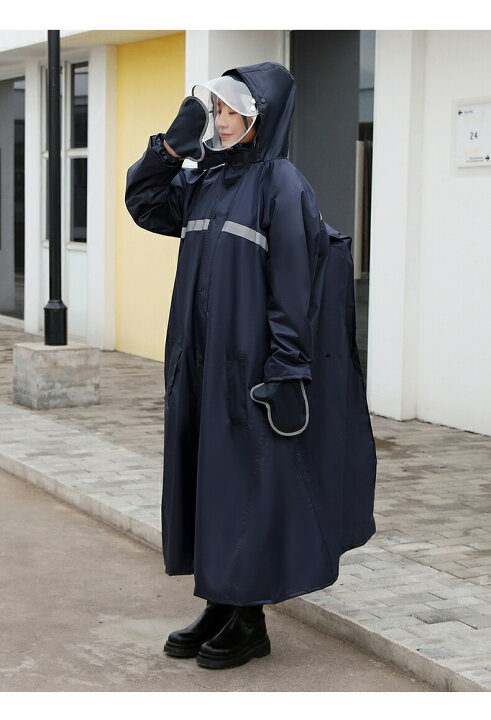 楽天市場 着脱式レインバイザー リュック対応 レディース メンズ レインコート ロング丈 雨の日 お洒落 雨具 反射 レインウェア 靴下プレミアム