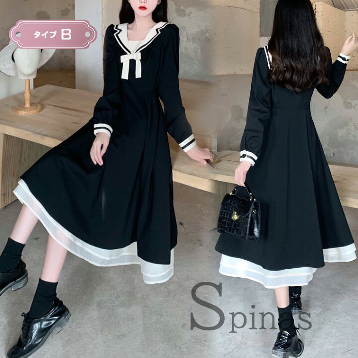 楽天市場 クラシカル 制服風 ワンピース 坂系 ミモレ丈 レトロ ガーリー 3タイプ レディースワンピース 大きいサイズ 大きなサイズ 靴下プレミアム