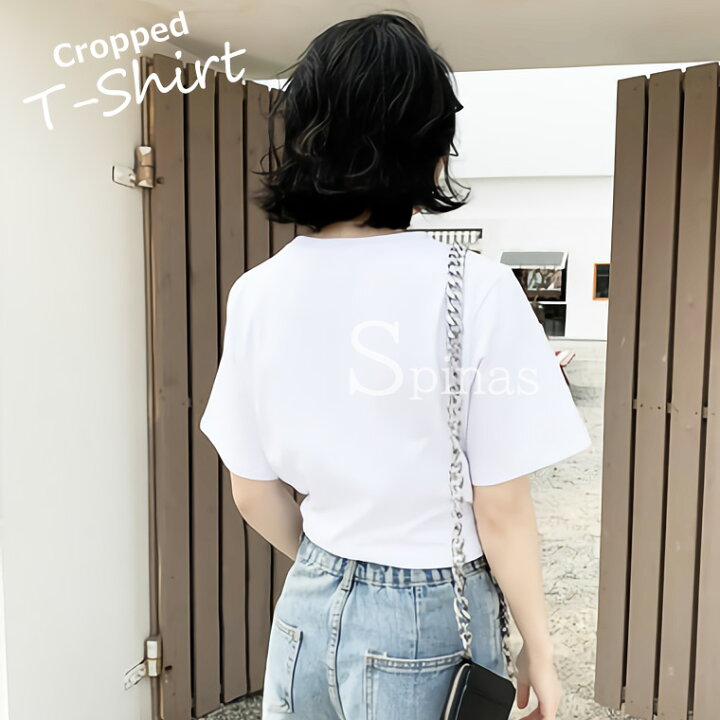 楽天市場】トップス クロップド Tシャツ 半袖 レディース タイフロント 