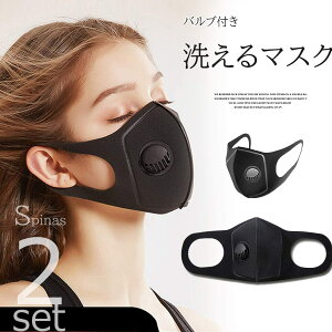 涼しい 蒸れない!換気口付き マスク 2set 繰り返し 洗える フィルターマスク 男女兼用 大人用 ブラックマスク
