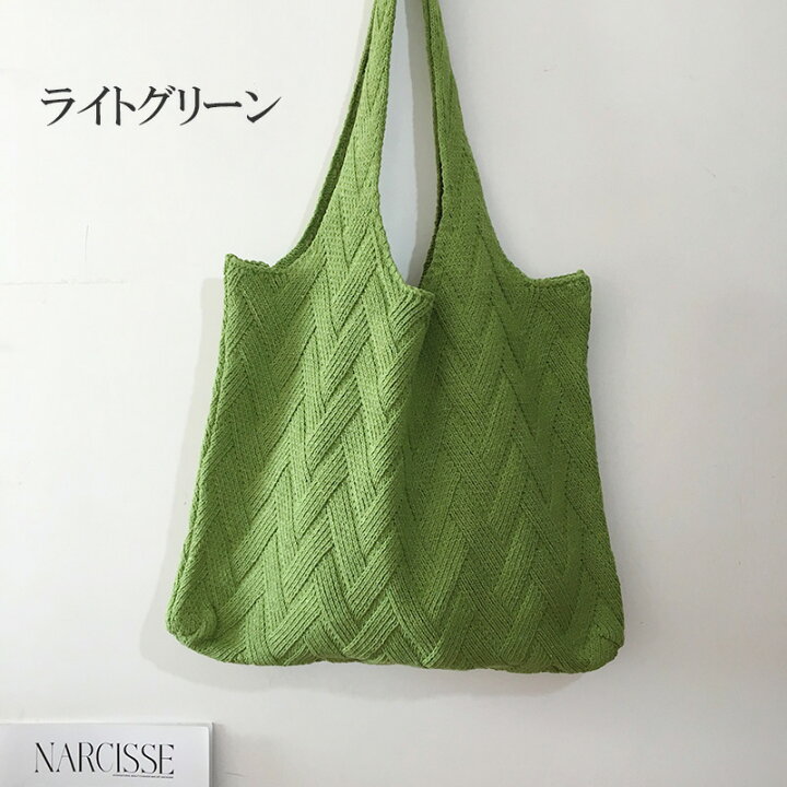 ☆コロンとシックな 手編み トートバッグ☆アッシュグリーン （トート 