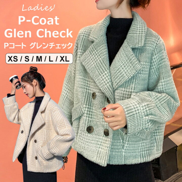 楽天市場】大人可愛いグレンチェック柄のレディース用Pコート♪ P  