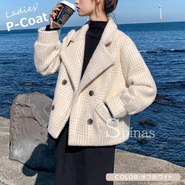 楽天市場】大人可愛いグレンチェック柄のレディース用Pコート♪ P 