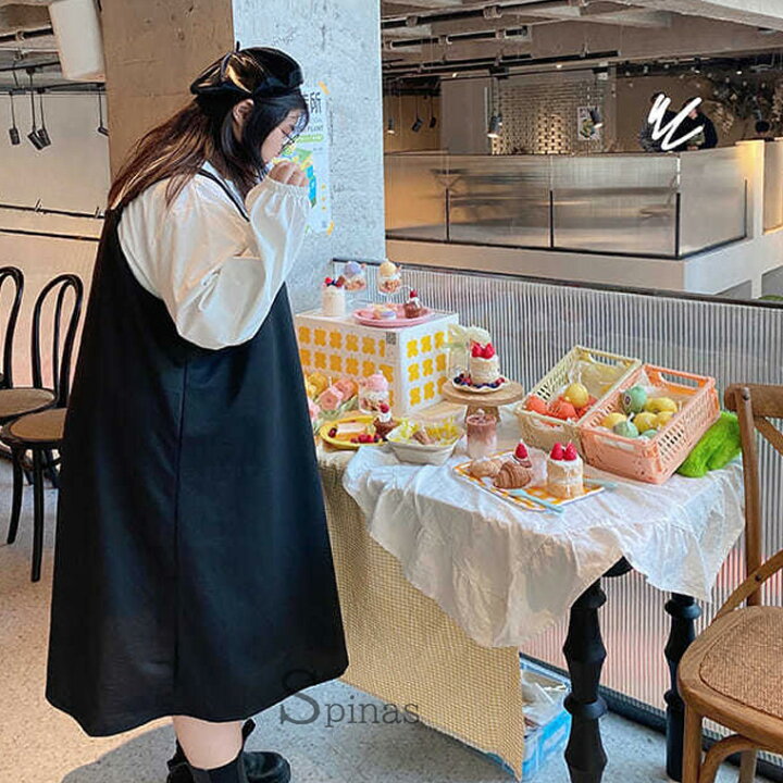 楽天市場】2点セット より可愛らしくみせる大きいサイズ専用ワンピース 