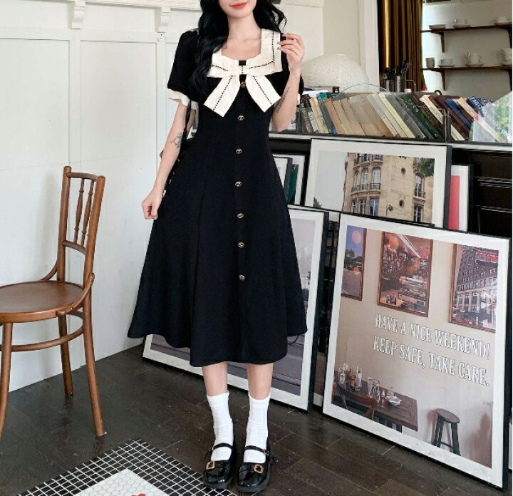 楽天市場】長さが選べる！ビッグリボンモチーフ ワンピース 2丈 M~4XL 
