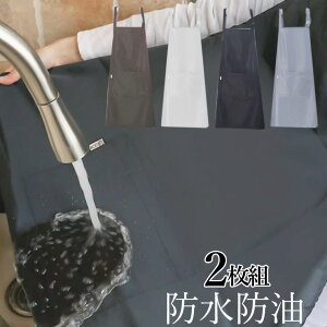 2枚組 防水防油 軽量シンプル 首掛けエプロン 首かけ 防水布 チュニックエプロン ワンピース ミドル丈 膝上 ワークエプロン カフェエプロン メンズ レディース 男性用