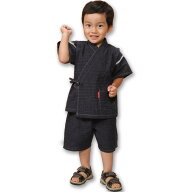 日本製 子供用 甚平 男の子 久留米織 文人柄 おしゃれ かっこいい 夏祭り 浴衣 七五三 サイズ 90・100・1…
