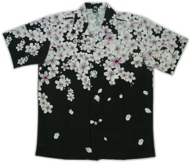 【予約】 アロハシャツ 和柄 桜 メンズ ポリエステル 大きいサイズ 3L 4L 5L ハワイアンシャツ 桜吹雪 BIG SIZE ビッグ サイズ