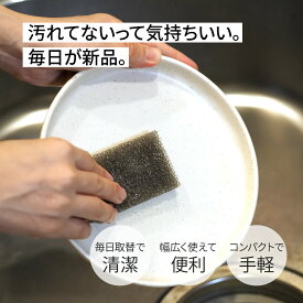 【 1000円ポッキリ 送料無料 】 コンパクト 食器 スポンジ 【 毎日とりかえスポンジ｜K.K物産 】( 4パック60枚＋1パック15枚のお得な合計75枚セット ) 最強配送 実用的 シンク 三角コーナー 排水溝 キャンプ 食器 皿洗い 台所 食器用 食器洗いスポンジ