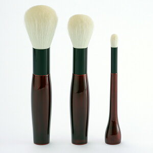 【化粧筆セット(桐箱入り)古羊毛 会津塗 はなぬり 雪月花「月」】 経済産業大臣指定伝統的工芸品 川尻筆 ※代引不可