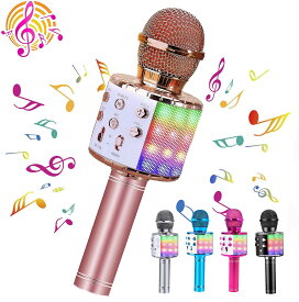 ＼SALE限定10%off／【2本買うとお得!】カラオケマイク Bluetooth ワイヤレスマイク 音楽再生 録音可能 家庭カラオケ ポータブルスピーカー ノイズキャンセリング 1200mAh TFカード機能 音楽再生 多彩LEDライト付き Android/iPhoneに対応 宴会 新年会 パーティー