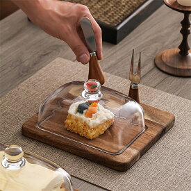 バターディッシュ バターケース 保存容器 ケーキスタンド ドーム蓋付 ケーキフード バターディッシュ 木製トレー ナイフ付き バターボックス 木製蓋 クリア ケース バター入れ バターナイフ ボックス 保存 お菓子作り カット 簡単 便利 調理 パン 北欧 シンプル おしゃれ
