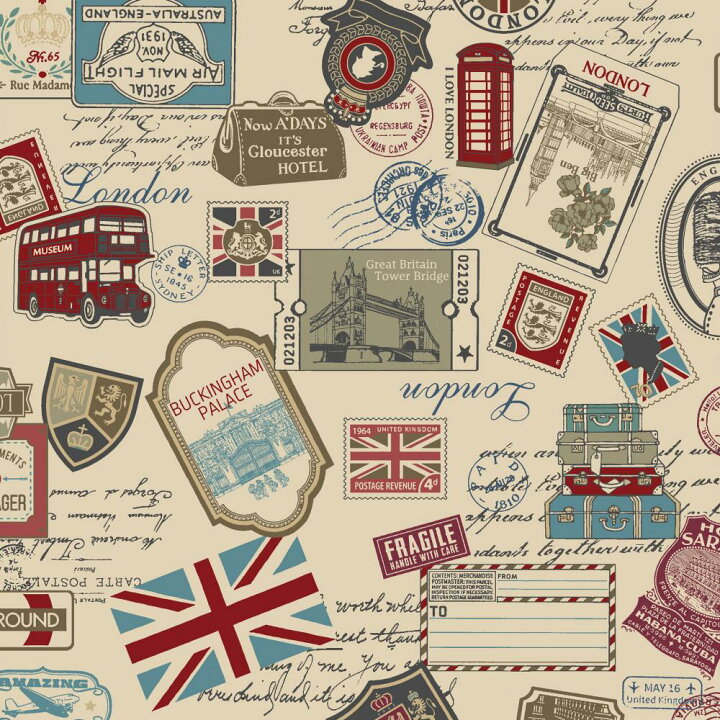 楽天市場】プリントシーチング生地 布 un/no TRAVEL イギリス ロンドン 