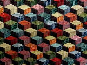 値下げ ゴブラン生地 布 3Dキューブ柄87359-01( KJ−1008) ジオメトリック 幾何学模様 B&Bファブリックス 商用利用可能
