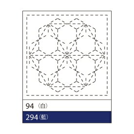 オリムパスらくらく 「刺し子　花ふきん」パック 飛び麻の葉　とびあさのはNo.94　白