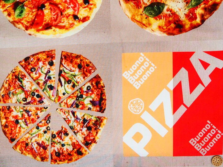 楽天市場】パネル柄 シーチング生地 布 Buono! PIZZA リアルピザ  