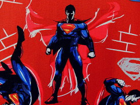 在庫処分 キャラクター生地 布 正規ライセンス品 2017年 輸入 USAコットン バットマン VS スーパーマン ジャスティスの誕生 23420104−3 スーパーマン ダークレッド 商用利用不可