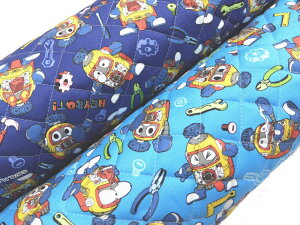 持越品キャラクター キルティング生地 布 ヘボット!GQ5023 レッスンバッグ 体操着入れ 巾着袋に 商用利用不可