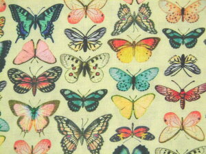 輸入 USAコットン 生地 布 アンティークバタフライ 蝶 DCX11888-LINE-D マイケルミラー ANTIQUE BUTTERFLIES 商用利用可能