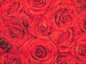 新入荷 USAコットン 生地 布 ラメ入りパックド ローズ CM2893-RED 花柄 バラ 薔薇 ばら タイムレストレジャーズ 商用利用可能