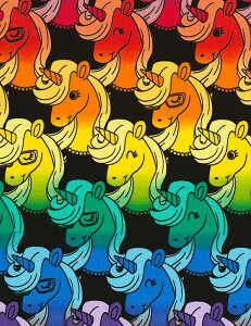 輸入 USAコットン 生地 布 カラフルユニコーンヘッズ C6780-Black 入園入学 一角獣 タイムレストレジャーズ 商用利用可能 現品限り