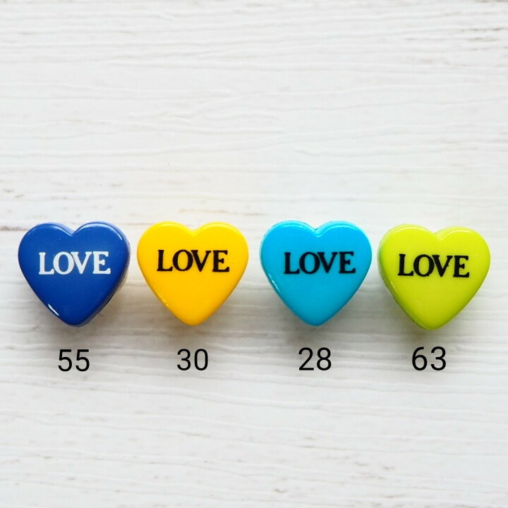 楽天市場】ハート形 カラフルボタン 英字「LOVE」現品限り 62 巾  