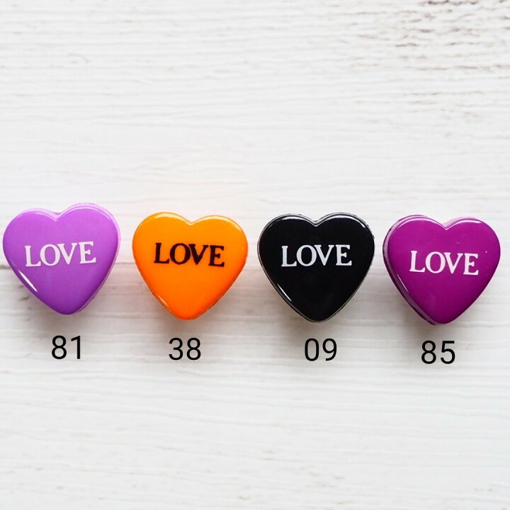楽天市場】ハート形 カラフルボタン 英字「LOVE」現品限り 62 巾  