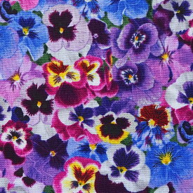 輸入 USAコットン 生地 布 ラブリー・パンジーズ 561-purple 花柄 フラワー エリザベススタジオ 商用利用可能